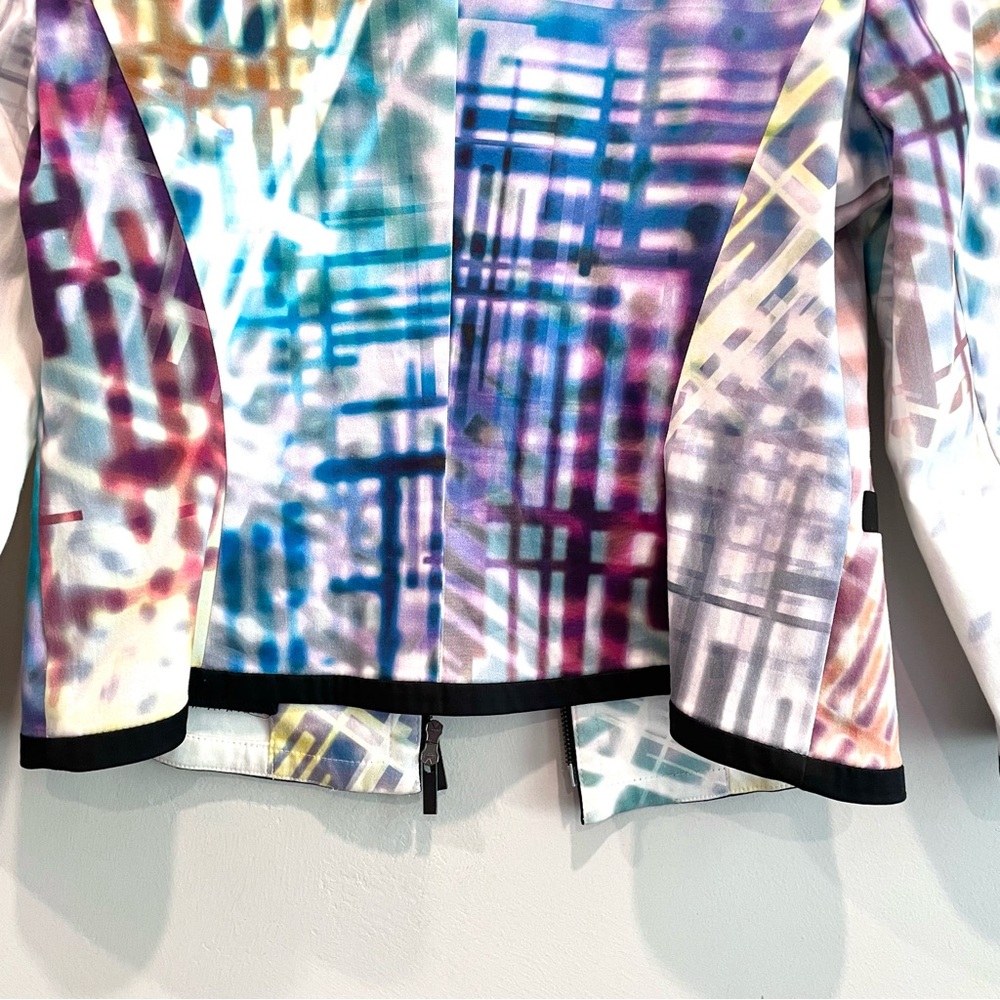 Apriori Zip Front Abstract Multi Colored Blazer Jacket - Picture 13 of 13